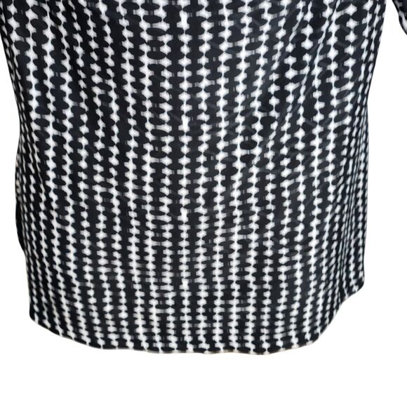 Snoskins Womens Size XL Cowl Neck Stretch Textured Shirt Black White Dot Print - Picture 3 of 8